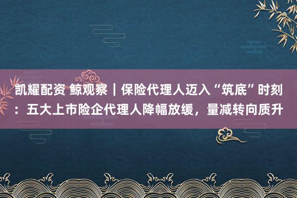 凯耀配资 鲸观察｜保险代理人迈入“筑底”时刻：五大上市险企代理人降幅放缓，量减转向质升