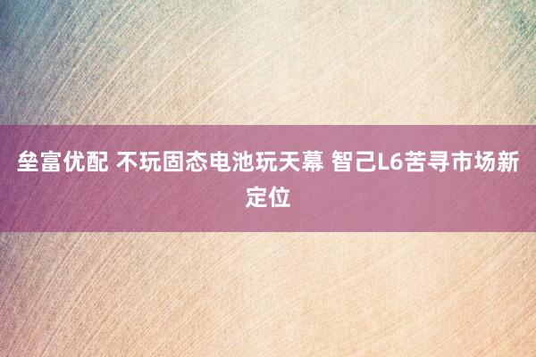 垒富优配 不玩固态电池玩天幕 智己L6苦寻市场新定位