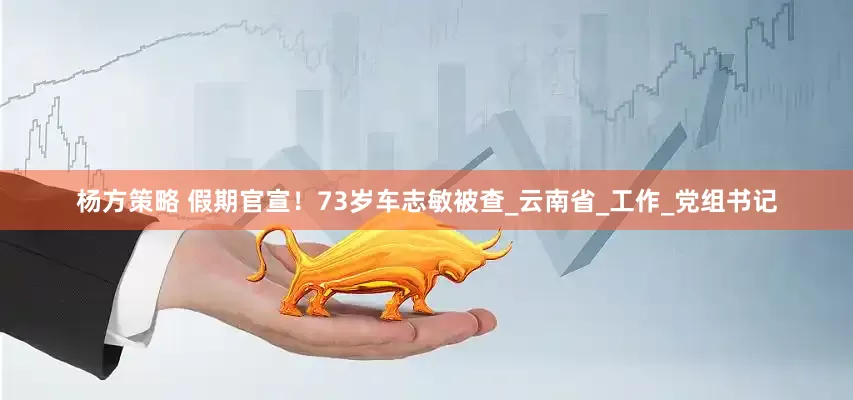杨方策略 假期官宣！73岁车志敏被查_云南省_工作_党组书记