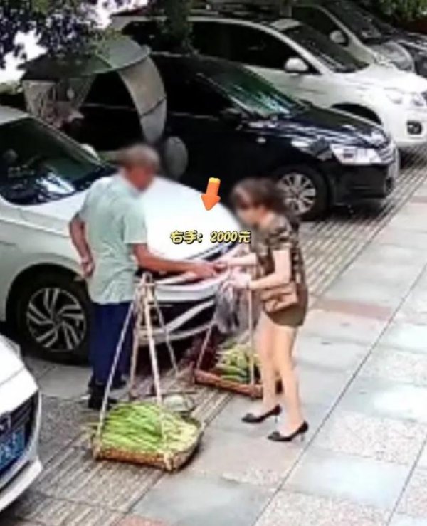 云操盘 女子照顾卖菜大爷生意遭背刺：5元的菜误付2000元现金，大爷光速塞进后腰